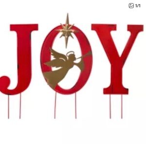 Red and Gold JOY Holiday Yard Sign